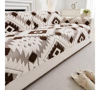 Copridivano 1 2 3 4 Posti, Copriletto Matrimoniale Multiuso Copritutto, Coperta Copridivano Antiscivolo Reversibile, Lavabile Coperta Decorativa per Divano(Coffee,110x110cm)