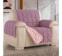 Copridivano 1 Posto con Braccioli con Lavorazione Originale, Copridivano Poltrona Copri Seduta Divano con Doppia Colorazione per Vari Stili di Arredo e Tecnologia Antiscivolo (Rosa Scuro/Cipria)