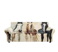 Copridivano 2 Posti Beige Cavallo Nero Copri Divano 2 Posti con Braccioli Spandex Copridivano Antigraffio Gatto Lavabile Copertura Divano Universale Copridivani Elastici Durabile Coprifivano