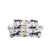 Copridivano 2 Posti Cavallo Blu Giallo Copri Divano 2 Posti con Braccioli Spandex Copridivano Antigraffio Gatto Lavabile Copertura Divano Universale Copridivani Elastici Durabile Coprifivano
