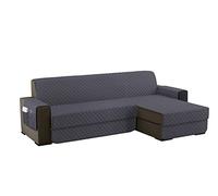 Copridivano 2 Posti con Penisola Impermeabile, Copridivano Penisola Destra/Sinistra Universale Reversibile, Copri Divano Antigraffio Indispensabile per Animali Domestici ( L 200CM, Grigio Scuro)