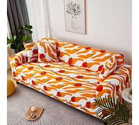Copridivano 2 Posti Crema Arancione Bianco Copri Divano 2 Posti con Braccioli Spandex Copridivano Antigraffio Gatto Lavabile Copertura Divano Universale Copridivani Elastici Durabile Coprifivano