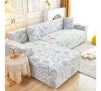 Copridivano 2 Posti Cuore Grigio Chiaro Copri Divano 2 Posti con Braccioli Spandex Copridivano Antigraffio Gatto Lavabile Copertura Divano Universale Copridivani Elastici Durabile Coprifivano