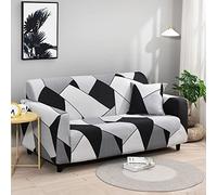 Copridivano 2 Posti Nero Bianco Copri Divano 2 Posti con Braccioli Spandex Copridivano Antigraffio Gatto Lavabile Copertura Divano Universale Copridivani Elastici Durabile Coprifivano