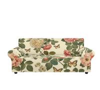 Copridivano 2 Posti Rose Beige Giallo Copri Divano 2 Posti con Braccioli Spandex Copridivano Antigraffio Gatto Lavabile Copertura Divano Universale Copridivani Elastici Durabile Coprifivano