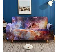 Copridivano 2 Posti Stelle Viola Arancione Copridivano con Penisola Spandex Divano Letto Angolare Antimacchia Copridivano Elasticizzato Protezione Gatto Cani Copri Divano