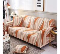 Copridivano 2 Posti Strisce Arancione Beige Telo Divano Spandex Copritutto per Divano Lavabile Copridivani Elastici Copridivano Antigraffio Gatto Elastico Copri Divani Sofa Cover