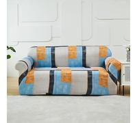 Copridivano 3 Posti Arancione Blu Cielo Copri Divano 3 Posti con Braccioli Spandex Copridivano Antigraffio Gatto Lavabile Copertura Divano Universale Copridivani Elastici Durabile Coprifivano