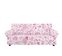 Copridivano 3 Posti Bianco Rosa Copri Divano 3 Posti con Braccioli Spandex Copridivano Antigraffio Gatto Lavabile Copertura Divano Universale Copridivani Elastici Durabile Coprifivano