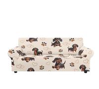 Copridivano 3 Posti Cane Marrone Beige Copri Divano 3 Posti con Braccioli Spandex Copridivano Antigraffio Gatto Lavabile Copertura Divano Universale Copridivani Elastici Durabile Coprifivano