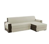 Copridivano 3 Posti con Penisola Impermeabile, Copridivano Penisola Destra/Sinistra Universale Reversibile, Copri Divano Antigraffio Indispensabile per Animali Domestici ( L 250CM, Bianco Crema)