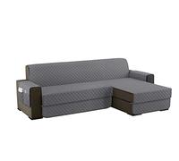Copridivano 3 Posti con Penisola (L 250 CM), Copridivano Penisola Destra/Sinistra Universale Reversibile, Copridivano Impermeabile Antigraffio Indispensabile per Animali Domestici - Grigio Chiaro