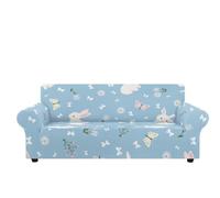 Copridivano 3 Posti Fiore Di Coniglio Blu Copri Divano 3 Posti con Braccioli Spandex Copridivano Antigraffio Gatto Lavabile Copertura Divano Universale Copridivani Elastici Durabile Coprifivano