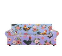 Copridivano 3 Posti Fiore Pollo Viola Copri Divano 3 Posti con Braccioli Spandex Copridivano Antigraffio Gatto Lavabile Copertura Divano Universale Copridivani Elastici Durabile Coprifivano
