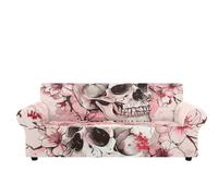 Copridivano 3 Posti Fiore Rosa Del Teschio Copri Divano 3 Posti con Braccioli Spandex Copridivano Antigraffio Gatto Lavabile Copertura Divano Universale Copridivani Elastici Durabile Coprifivano