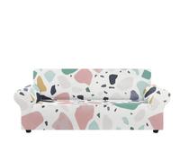 Copridivano 3 Posti Geometria Rosa Verde Copri Divano 3 Posti con Braccioli Spandex Copridivano Antigraffio Gatto Lavabile Copertura Divano Universale Copridivani Elastici Durabile Coprifivano