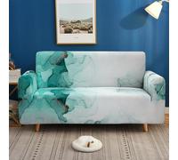 Copridivano 3 Posti Marmo Verde Beige Copri Divano 3 Posti con Braccioli Protezione Mobili Divano Letto Angolare Poliestere Antiscivolante Copridivani Elasticizzato