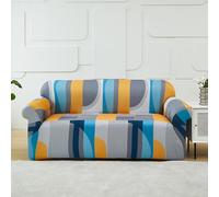 Copridivano 3 Posti Nero Striscia Blu Copri Divano 3 Posti con Braccioli Spandex Copridivano Antigraffio Gatto Lavabile Copertura Divano Universale Copridivani Elastici Durabile Coprifivano