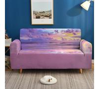 Copridivano 3 Posti Nubi Rosa Viola Copri Divano 3 Posti con Braccioli Protezione Mobili Divano Letto Angolare Poliestere Antiscivolante Copridivani Elasticizzato