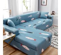 Copridivano 3 Posti Pesce Blu Rosa Copri Divano 3 Posti con Braccioli Spandex Copridivano Antigraffio Gatto Lavabile Copertura Divano Universale Copridivani Elastici Durabile Coprifivano