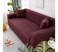 Copridivano 3 Posti Retro Rosso Copri Divano 3 Posti con Braccioli Spandex Copridivano Antigraffio Gatto Lavabile Copertura Divano Universale Copridivani Elastici Durabile Coprifivano