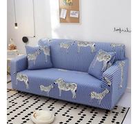 Copridivano 3 Posti Zebra Blu Nero Copri Divano 3 Posti con Braccioli Spandex Copridivano Antigraffio Gatto Lavabile Copertura Divano Universale Copridivani Elastici Durabile Coprifivano