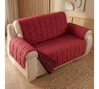 Copridivano 4 Posti con Braccioli con Lavorazione Originale, Copridivano Quattro posti Copri Seduta Divano con Doppia Colorazione per Vari Stili di Arredo e Tecnologia Antiscivolo (Rosso/Bordeaux)