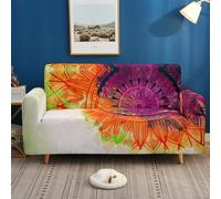 Copridivano 4 Posti Con Braccioli Viola Arancione Lavabile Rimovibile,Antiscivolo Resistente Alle Macchie Sofa Cover,Mobili Protector Per Soggiorno Bambini