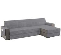 Copridivano 4 Posti con Penisola Impermeabile, Copridivano Penisola Destra/Sinistra Universale Reversibile, Copri Divano Antigraffio Indispensabile per Animali Domestici ( L 300CM, Grigio Chiaro)