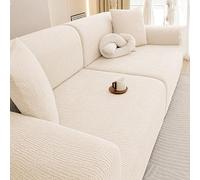 Copridivano 5/4/3/2/1 Posti, Copridivano Elasticizzato in Velluto Jacquard, Antiscivolo e AntiGraffio Gatto, Copri Divano Lavabile, Universale per Soggiorno(Beige,4 Seater(235-300cm))