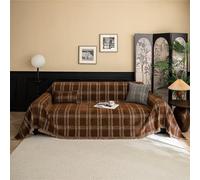 Copridivano a 5 posti, copertura completa, design classico a quadri, grandi dimensioni (180 x 420 cm) e versatile copridivano per tutte le stagioni, colore: marrone