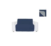 Copridivano a Fascia 2 Posti 125x190 cm in Microfibra Doubleface Blu Scuro/Grigio Chiaro