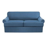 Copridivano a Forma di Cuscino a T, 3 Pezzi, Elasticizzato, Protezione per mobili con Fondo Elastico, con 2 coprisedili individuali a Forma di Cuscino a T - Blu AX-2
