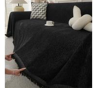 Copridivano a forma di L, 1-4 posti, in ciniglia, antigraffio, adatto agli animali domestici, colore nero, 180 x 150 cm, protezione per mobili per cani e gatti