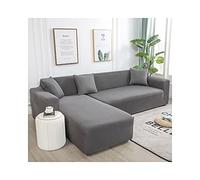 Copridivano a forma di L, grigio, tinta unita, per divano componibile a 3 posti, in poliestere, elasticizzato, facile da pulire, design moderno per la decorazione della casa