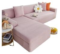 Copridivano Ad Angolo Copridivano Componibile con 2 Federa Fodera per Divano Ad Angolo Chaise Lounge Cover Stretch A Forma di L per Protezioni per Mobili Copertura per Animali Do, Pink, 4+3 Seater