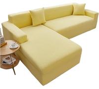 Copridivano Ad Angolo Copridivano Componibile con 2 Federa Fodera per Divano Ad Angolo Chaise Lounge Cover Stretch A Forma di L per Protezioni per Mobili Copertura per Animali Do, Yellow, 3+2 Seater