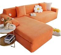 Copridivano Ad Angolo Copridivano Componibile con 2 Federa Fodera per Divano Ad Angolo Chaise Lounge Cover Stretch A Forma di L per Protezioni per Mobili Copertura per Animali Do, Orange, 3+3 Seater