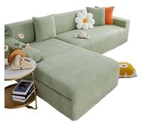 Copridivano Ad Angolo Copridivano Componibile con 2 Federa Fodera per Divano Ad Angolo Chaise Lounge Cover Stretch A Forma di L per Protezioni per Mobili Copertura per Animali Do, Green, 3+3 Seater
