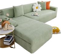 Copridivano Ad Angolo Copridivano Componibile con 2 Federa Fodera per Divano Ad Angolo Chaise Lounge Cover Stretch A Forma di L per Protezioni per Mobili Copertura per Animali Do, Green, 4+2 Seater
