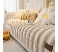 Copridivano Angolare Copertura Divano con Penisola Sinistra Destra 3/2 Posti Copri Divano per Cane Gatti Antiscivolo Sofa Protettore,Copricuscini per Divani in Morbido Peluche(Beige,90 * 120cm)