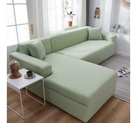 Copridivano angolare Elasticizzato a L per 1, 2, 3 o 4 posti, copridivano in Velluto Altamente Elasticizzato con Bordo Elastico, copridivano a Tinta Unita per Soggiorno, Verde Limone