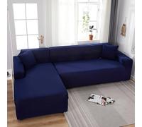 Copridivano angolare Elasticizzato a L per 1, 2, 3 o 4 posti, copridivano in Velluto Altamente Elasticizzato con Bordo Elastico, copridivano a Tinta Unita per Soggiorno, Blu Tibetano