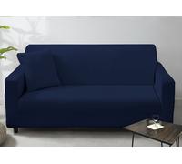 BIANCHERIAWEB Copridivano Antimacchia Elasticizzato Penisola Componibile Tinta Unita Modello Perfetto 2 Posti Blu