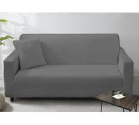 BIANCHERIAWEB Copridivano Antimacchia Elasticizzato Penisola Componibile Tinta Unita Modello Perfetto 2+2 Grigio Scuro
