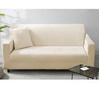 BIANCHERIAWEB Copridivano Antimacchia Elasticizzato Penisola Componibile Tinta Unita Modello Perfetto 3 Posti Panna