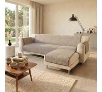 Copridivano Antiscivolo "Comfort" con Penisola DX, Marrone, 190 cm