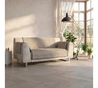 Copridivano Antiscivolo COMFORT Made in Italy-Copridivano 2 Posti Maxi con Braccioli, Seduta 150 cm, Salvadivano con Fondo in Gomma Antiscivolo, Proteggi Divano Artigianale Tinta Unita - MARRONE