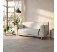 Copridivano Antiscivolo COMFORT Made in Italy-Copridivano 2 Posti Maxi con Braccioli, Seduta 150 cm, Salvadivano con Fondo in Gomma Antiscivolo, Proteggi Divano Artigianale Tinta Unita - PANNA