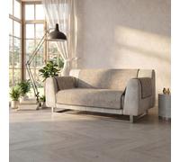 Copridivano Antiscivolo COMFORT Made in Italy-Copridivano 2 Posti Maxi con Braccioli, Seduta 150 cm, Salvadivano con Fondo in Gomma Antiscivolo, Proteggi Divano Artigianale Tinta Unita - MARRONE
